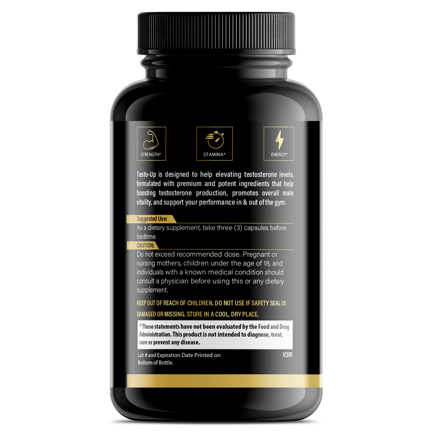 Testo-Up Testosterone Booster for Men, Male Enhancement Pills, Energy, Libido 90 Capsules